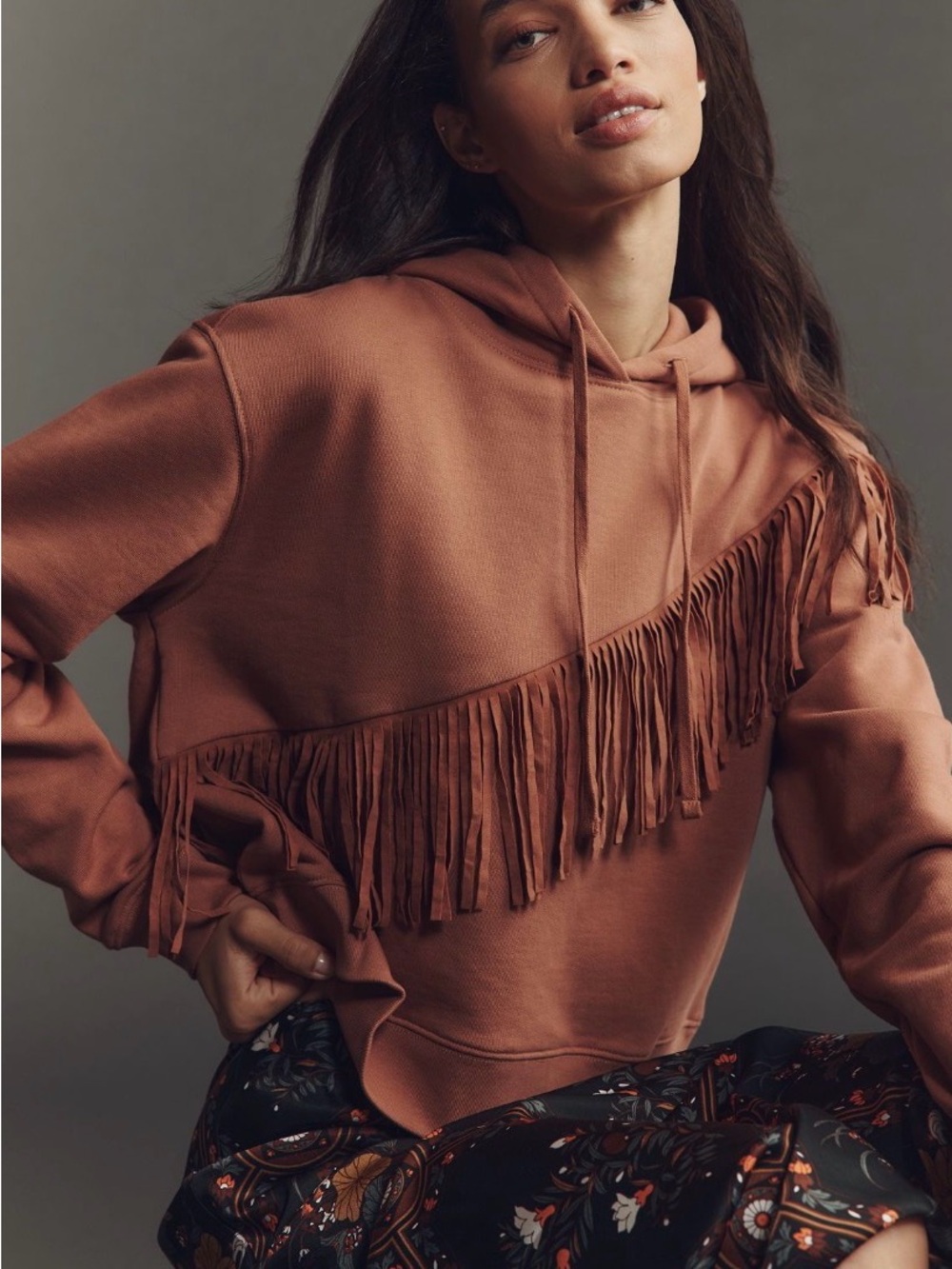 Pilcro Fringe Hooded sweatshirt